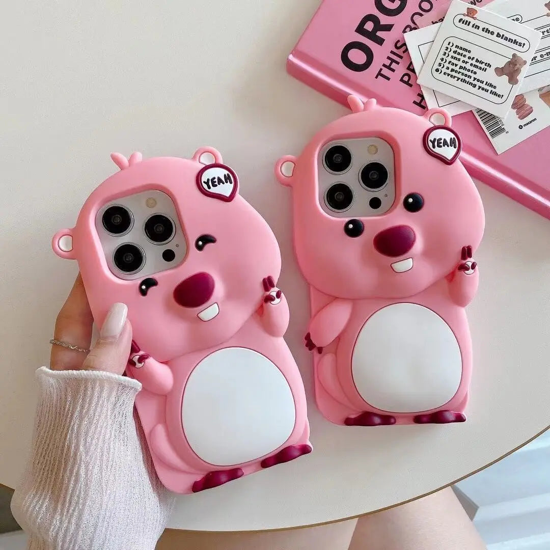 3D Cartoon Cute Loopy Pink Phone Case