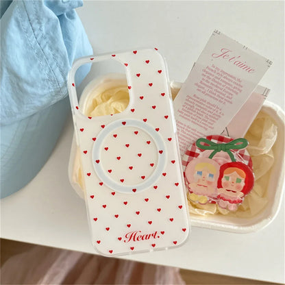 Korean Blue Polka Dot Magnetic Phone Cover For iPhone