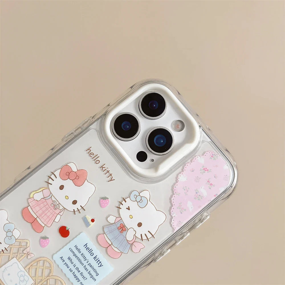 Cartoon Hello Kitty Cute Cats Shockproof Candy Clear Pink Phone Case
