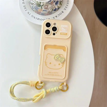 Crossbody Lanyard Hello Kitty Slot Card Bag Phone Case For iPhone