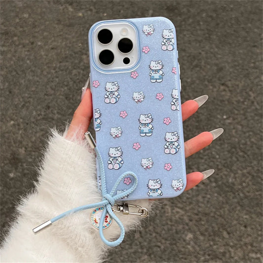 Blue Lovely Hello Kitty Baby Glitter Phone Case