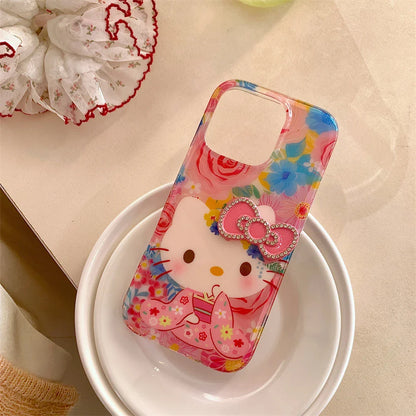 Hello Kitty Pink Diamond Bow Cute Flower Phone Case