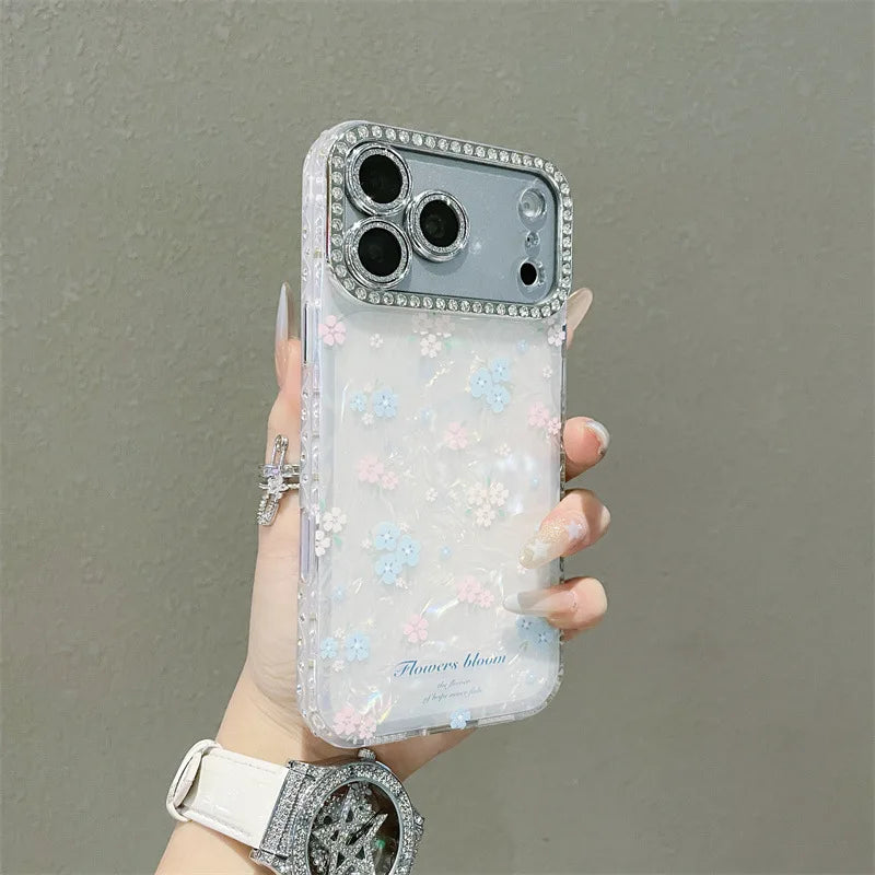 Luxury Bowknot Flowers Shell Pattern Phone Case For iPhone