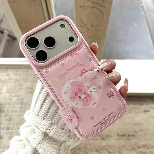 Cute Cartoon Strawberry Bow Rabbit Phone Case For iPhone