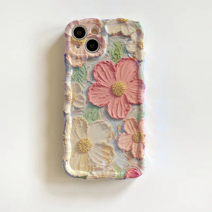 Retro Oil Painting Flowers Phone Case For iPhone