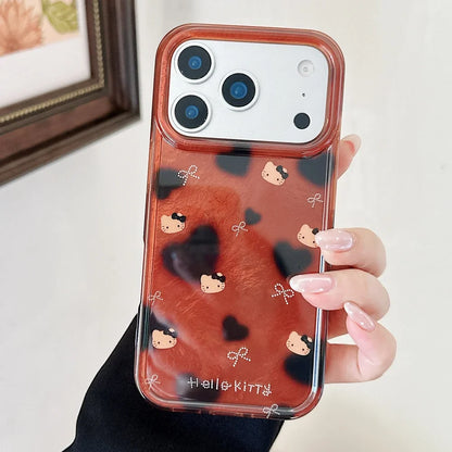 Luxury Cute All Inclusive Brown Bottom Leopard Print Bow Kitty Case Phone  For iPhone