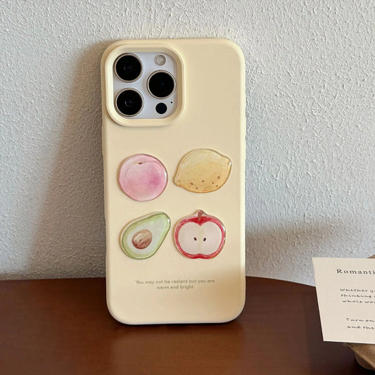 Korean 3D Fruit Graffiti Sticker Phone Case For iPhone