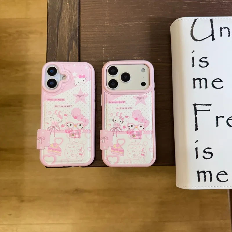 Kawaii Cute Chef Hello Kitty Cat Polka Dots Phone Case For iPhone