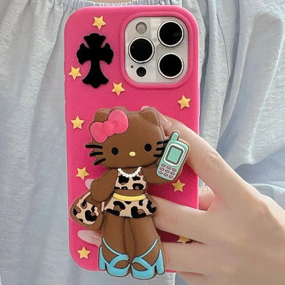 Leather Long Legs Hellokittys Mobile Phone Case Bracket Suitable For iPhone