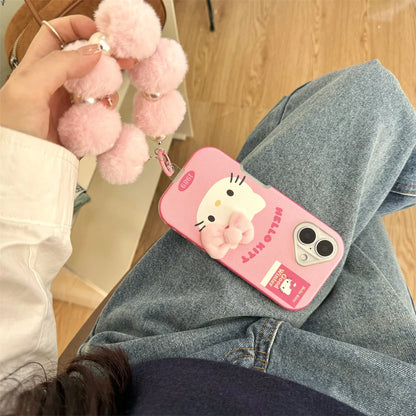 Luxury Cute Pink Bow Hello Kitty Leather Phone Case