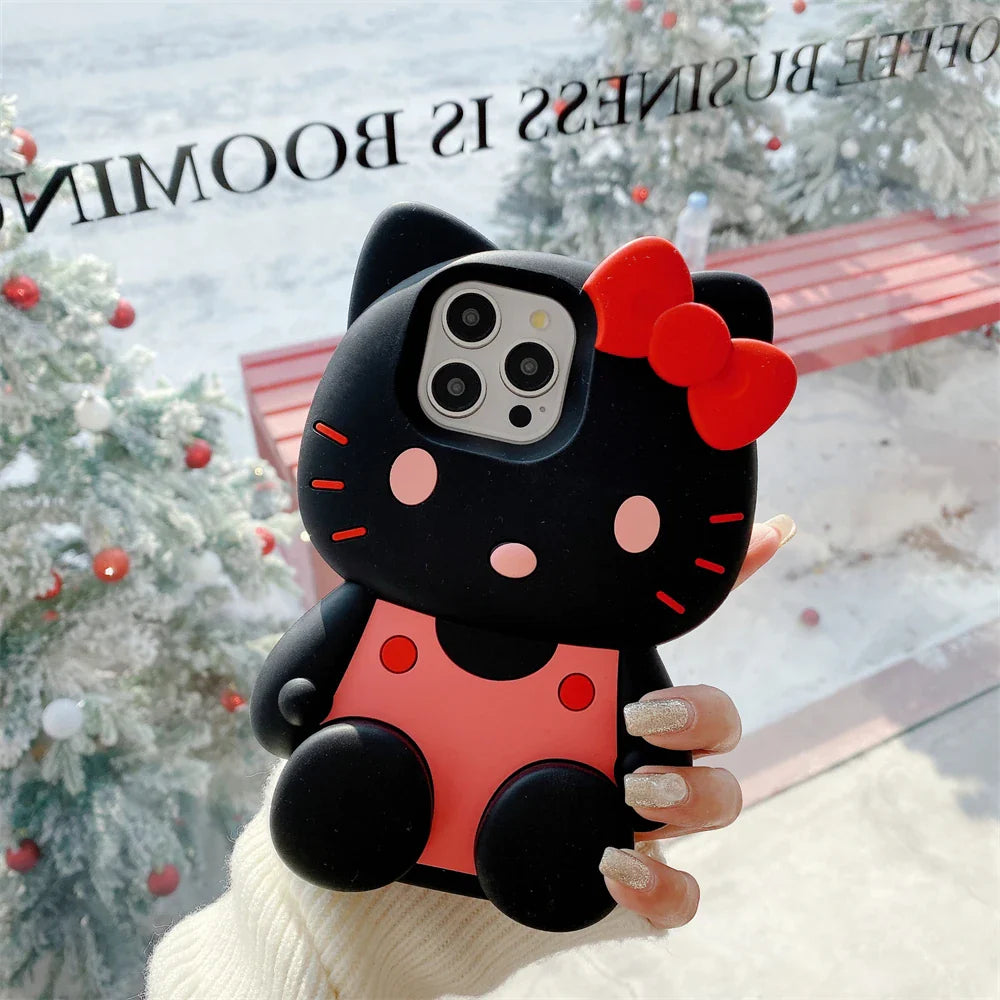 Cute Hello Kitty Liquid Silicone Phone Holder Cover Phone Case