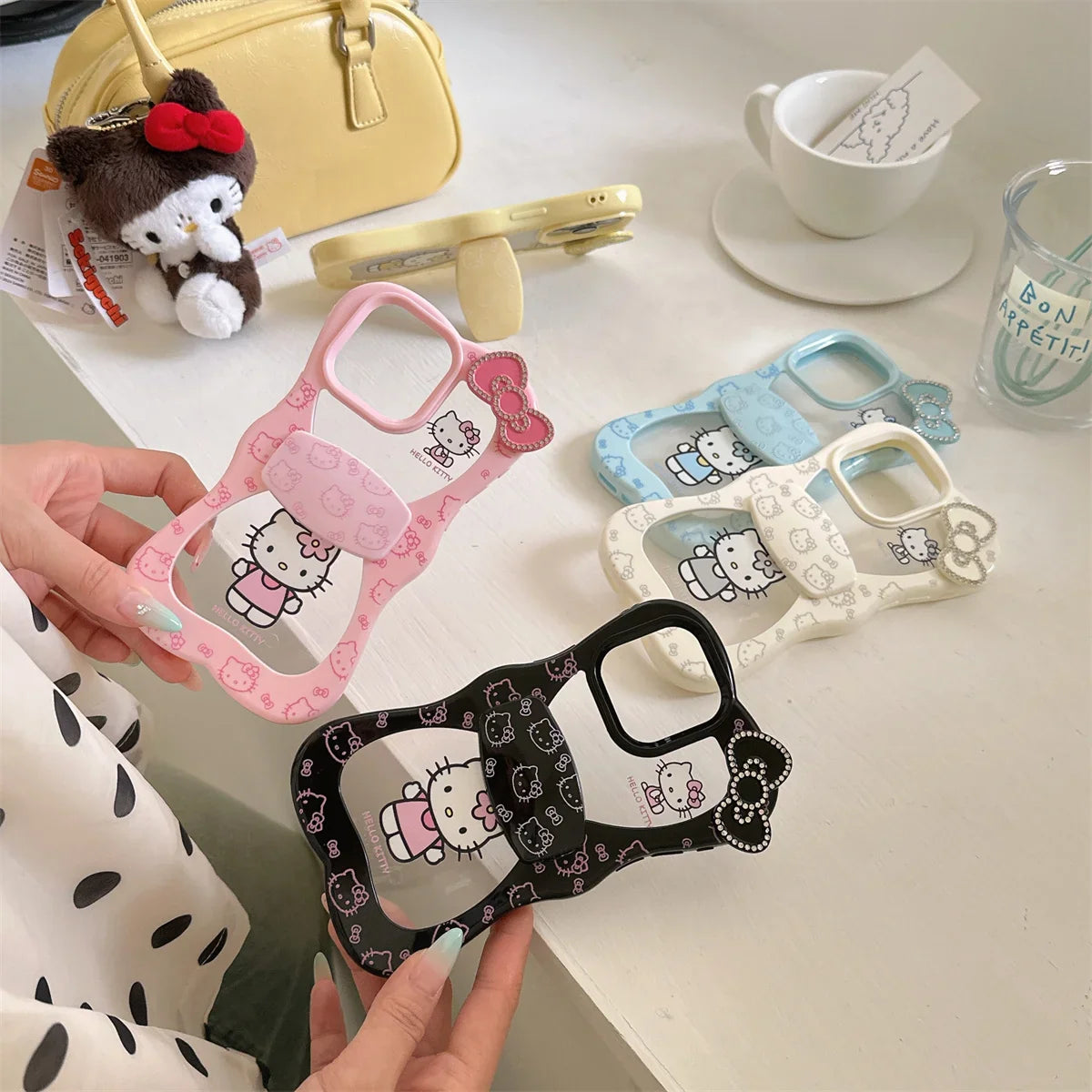 New Black Wind Bow Style Lace Kitty Cat Phone Case For iPhone