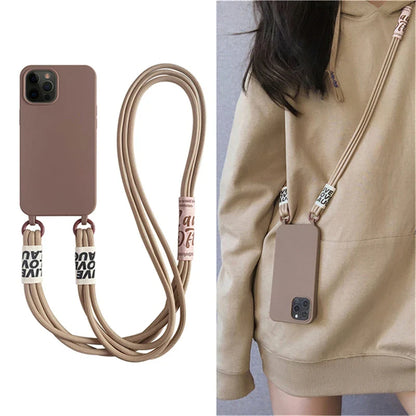 Cord Strap Lanyard Siliocne Phone Case For iPhone