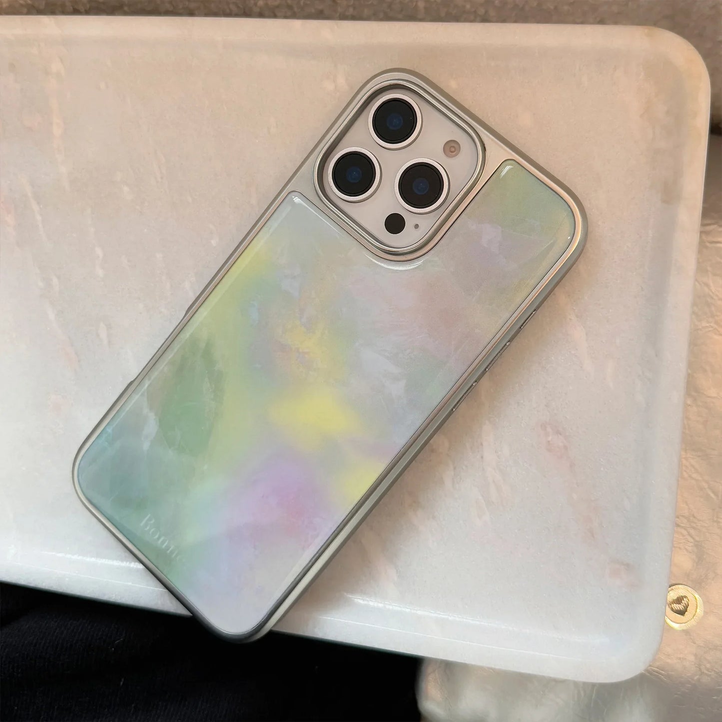 Luxury Gradient Marble Pattern Drop Glue Phone Case For iPhone