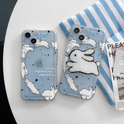 Run Rabbit Caroon Grip Tok Holder Soft Phone Case