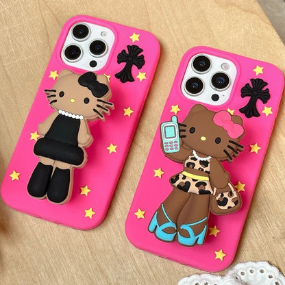 Leather Long Legs Hellokittys Mobile Phone Case Bracket Suitable For iPhone