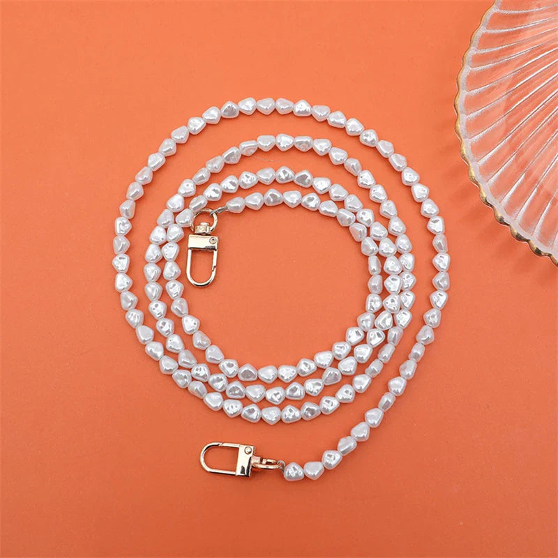 Luxury Crossbody With Lanyard Jewelry Pearl Chain Clear Holder Phone Case For iPhone