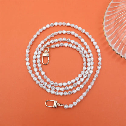 Luxury Crossbody With Lanyard Jewelry Pearl Chain Clear Holder Phone Case For iPhone