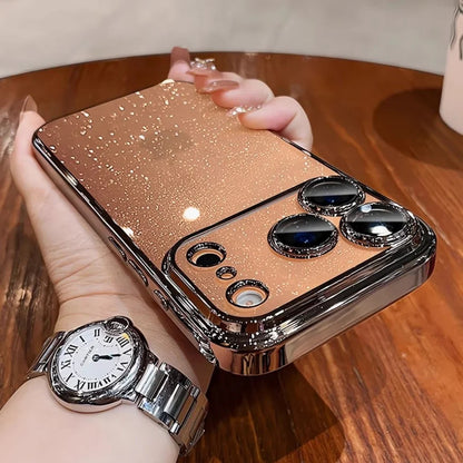 Ultra Thin Slim Plating Transparent Glitter PC Case  For iPhone