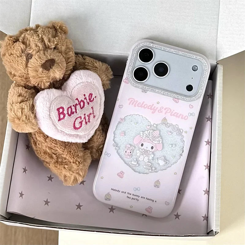 Fashion Pink Saniro Molody Flower Phone Case For iPhone