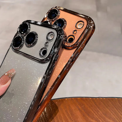 Ultra Thin Slim Plating Transparent Glitter PC Case  For iPhone