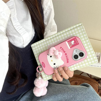 Luxury Cute Pink Bow Hello Kitty Leather Phone Case