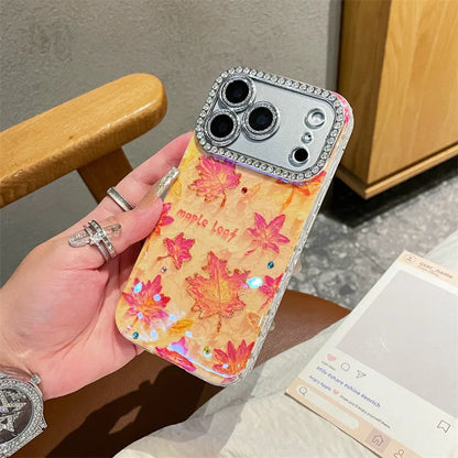 Autumn Oil Painting Maple Leavesa Drop Glue Phone Case For iPhone