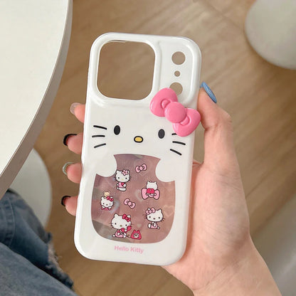 Glitter Laser Love Heart Hello Kitty Phone Case For iPhone