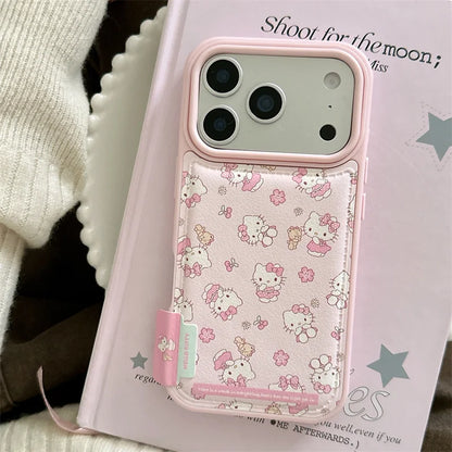 Fashion Cute Pink Hellokitty Leather Phone Case For iPhone