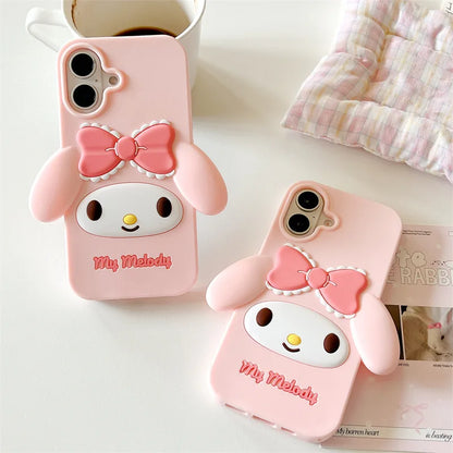 3D Kawaii Cartoon Pink Bowknot My Melody Phone Case For iPhoneCover