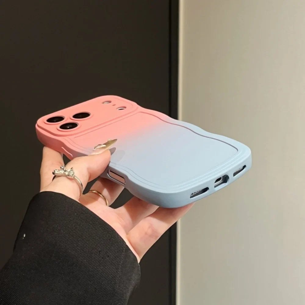 Soft Silicone Gradient Color Wave Phone Case For iPhone