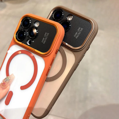 Luxury Magnetic Slim Matte Metal Lens Protector Phone Case For iPhone