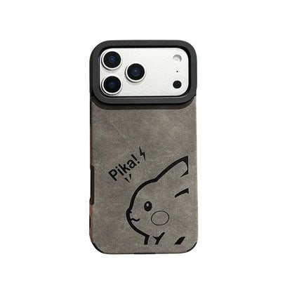 Cute Cartoon Pikachu Leather Texture Magnetic Phone Case For iPhone