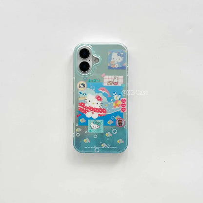 Y2k Girl Ins Summer Blue Oceans HelloKitty Cats Phone Case