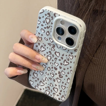 Stylish Retro Blue Leopard Print Love Heart Soft Phone Case For iPhone