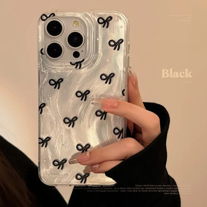 Luxury Laser Silver Bow Phone Case