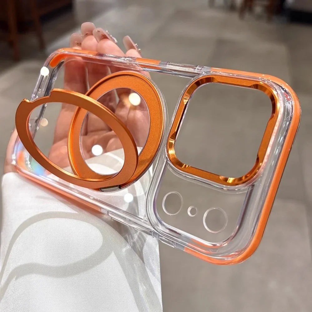 Luxury Plating Ultra Thin Clear For Magsafe Bracket Case for iPhone