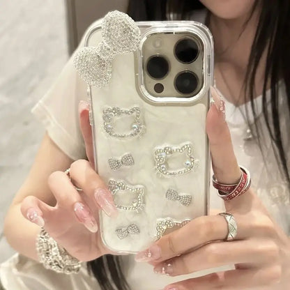 Hello Kitty Anime Diamond Three-dimensional Chain Phone Case For iPhone