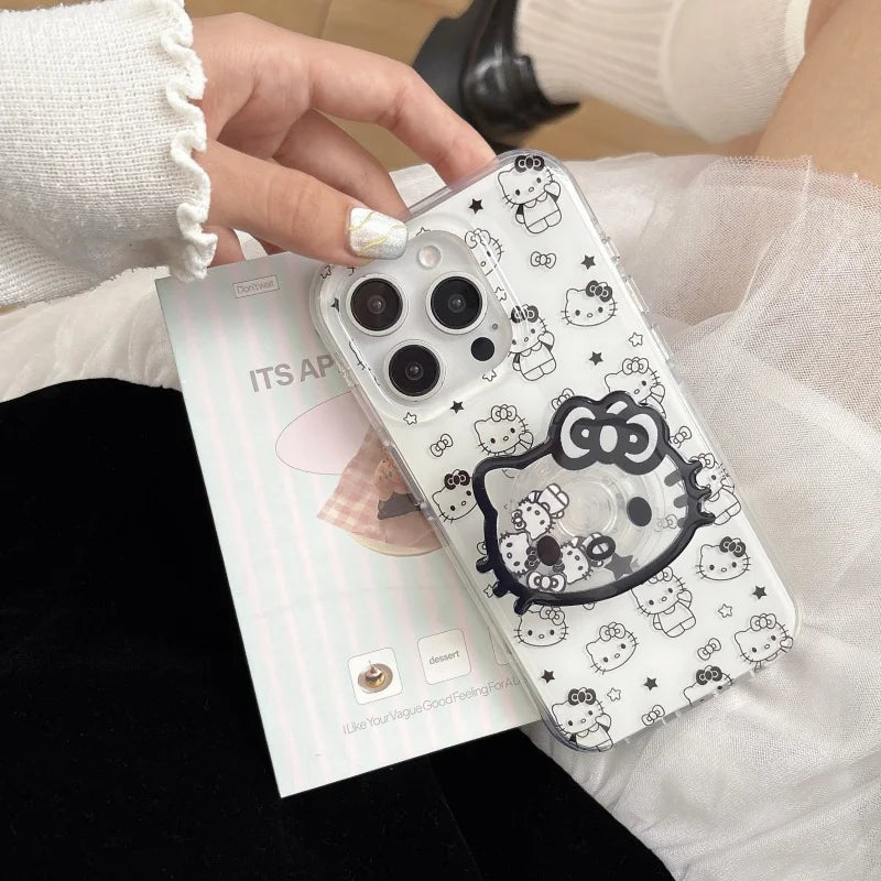 Cute Full Screen Cartoon Star Hello Kitty Cat Phone Case For iPhone