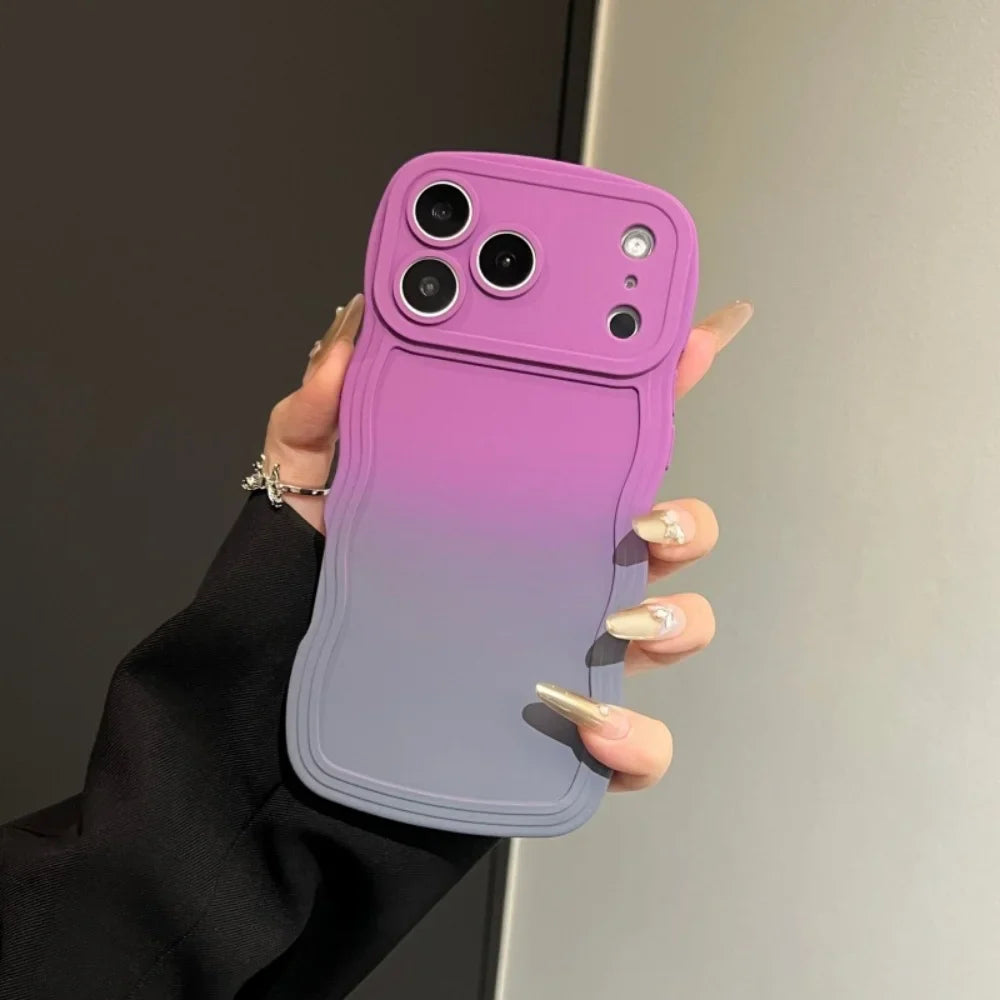 Soft Silicone Gradient Color Wave Phone Case For iPhone
