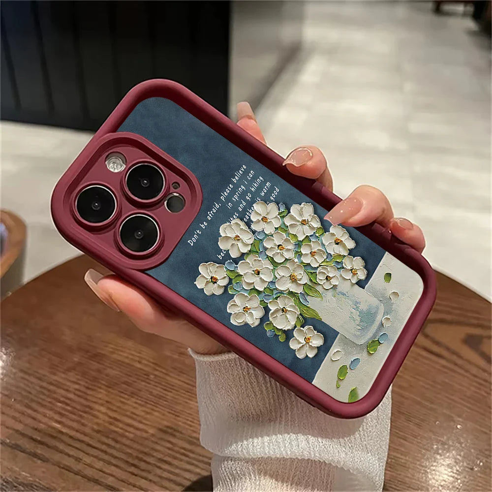 Luxury Soft Flowers Leather Phone Case