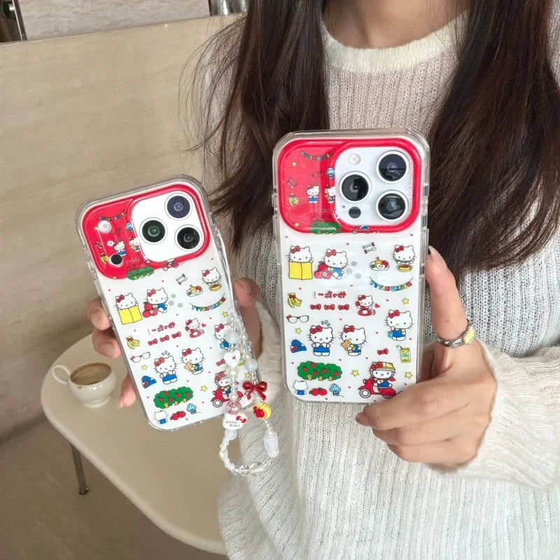 Kawaii Cute Happy Hello Kitty Cat Phone Case For iPhone
