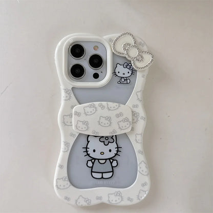New Black Wind Bow Style Lace Kitty Cat Phone Case For iPhone