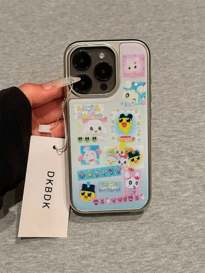 Creative Tamagotchi Cute Girl Silver Frame Phone Case For iPhone