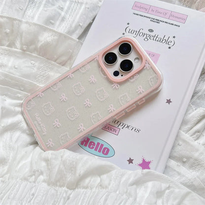 Cute Cartoon Hello Kitty Pet Cat Shockproof Candy Clear Pink Phone Case
