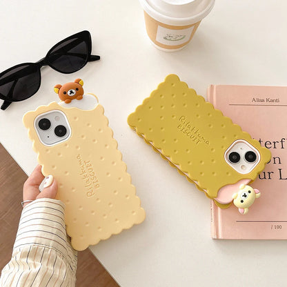 Funny Rilakkuma Bear Sandwich Biscuit Case Soft Silicone Phone Case