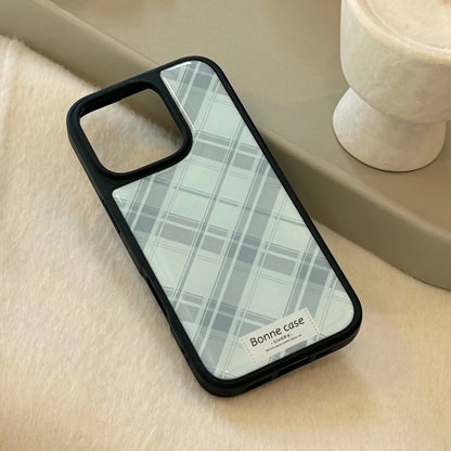 Korean Geometric Checkered Drop Glue Phone Case For iPhone