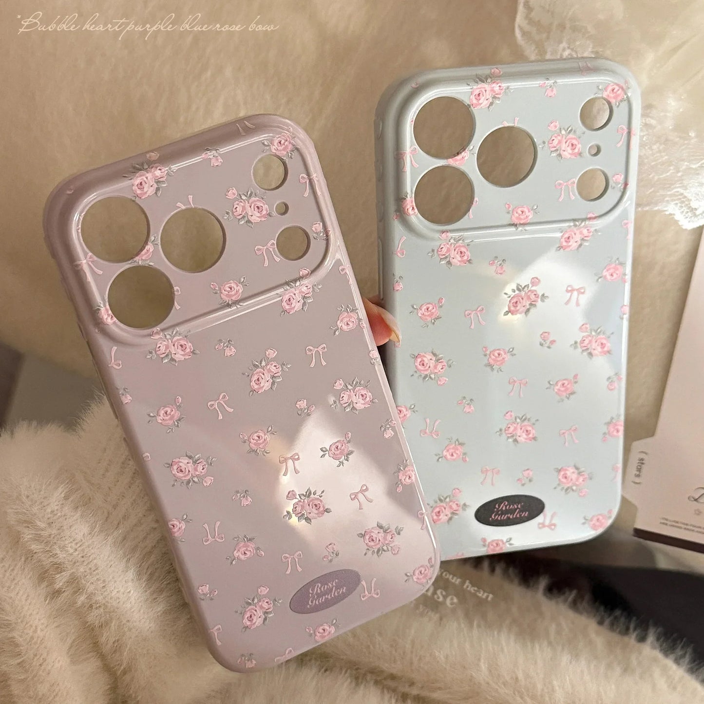 Korean Full Screen Elegant Rose Flower Pattern Soft Phone Case For iPhone