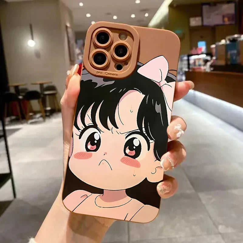 Cute Cartoon Sunglasses Girl Grip Phone Case