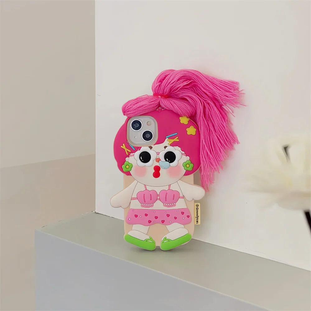 Stereoscopic Snot Girl Braiding Suitable Phone Case